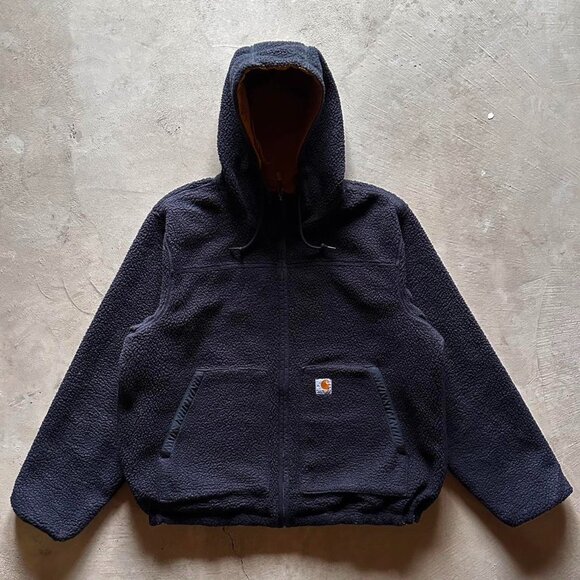 Carhartt Other - carhartt black tan boxy reversible fleece jacket